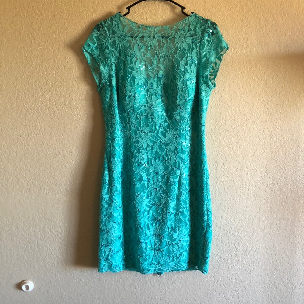 Hailey Adrianna Papell aqua dress, size US 10